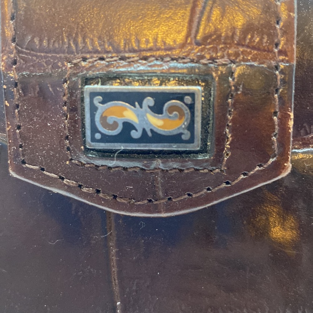 Brighton fold over wallet 4”x4” leather croc print cash card kiss lock change